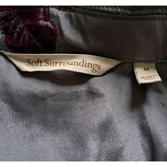 Soft Surroundings Long Jacket Womens Medium Gray Purple Grandeur Embroidery Boho - Picture 2 of 15